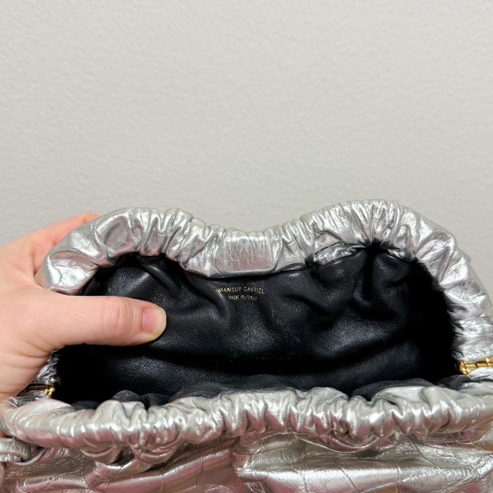 Mansur Gavriel bag silver metallic cloud clutch convertible shoulder party - Picture 11 of 15